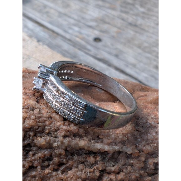 Vintage Pavé Solitaire Ring, Simulated Diamond Ring - Picture 4 of 10